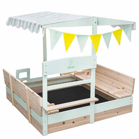 Piaskownica drewniana LULILO Vendo obracany daszek 360° zamykana ławki 120cm Kik Sp. z o. o. Sp. k.