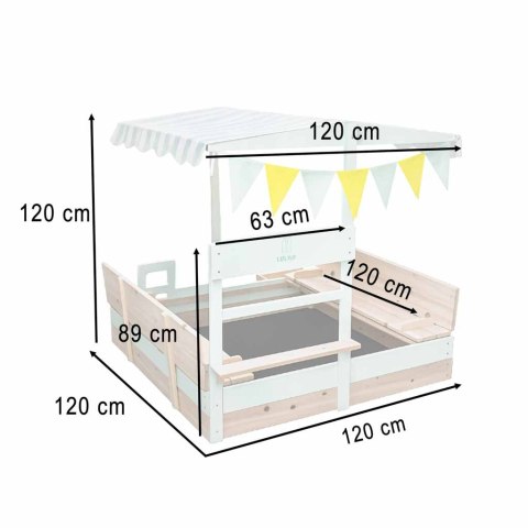 Piaskownica drewniana LULILO Vendo obracany daszek 360° zamykana ławki 120cm Kik Sp. z o. o. Sp. k.