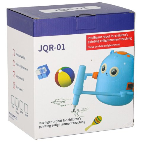 Zabawka interaktywna robot nauka rysowania fiszki kolorowe mazaki niebieski Kik Sp. z o. o. Sp. k.