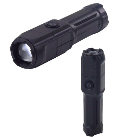 Latarka LED Regulacja Zoom 3 Tryby Świecenia Ładowanie USB Czarna
