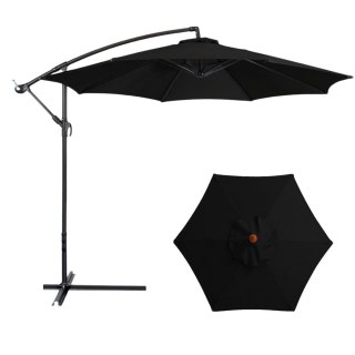 Parasol Ogrodowy Boczny Z Regulacją Pochyłu Pokrowiec 350 x 250cm Czarny