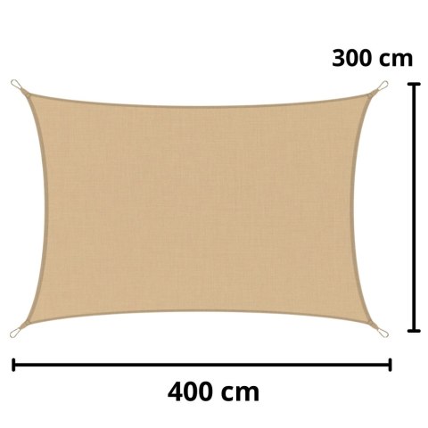 Żagiel Ogrodowy Przeciwsłoneczny Wodoodporny Prostokąt Beżowy 200x300 cm