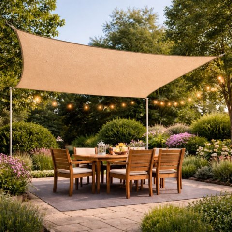 Żagiel Ogrodowy Przeciwsłoneczny Wodoodporny Prostokąt Beżowy 200x300 cm