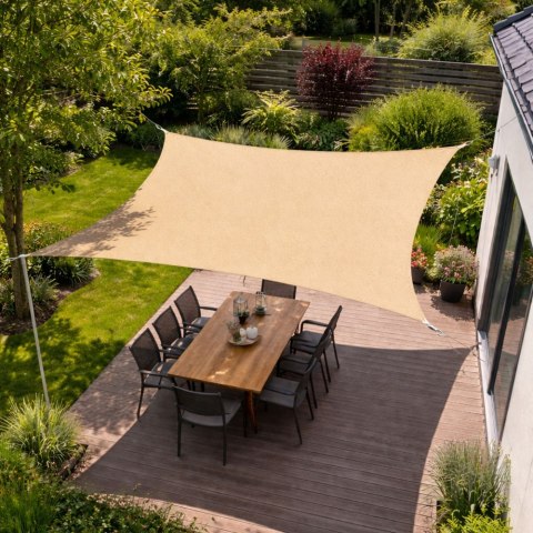 Żagiel Ogrodowy Przeciwsłoneczny Wodoodporny Prostokąt Beżowy 200x300 cm