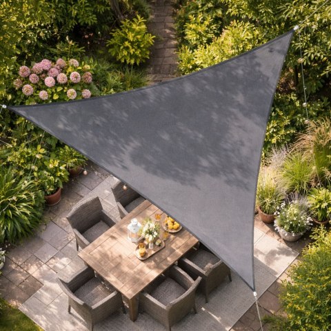 Żagiel Ogrodowy Przeciwsłoneczny Wodoodporny Trójkąt Szary 400x400 cm