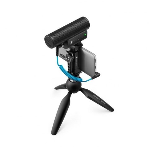 Sennheiser MKE 400 MOBILE KIT - Mikrofon pojemnościowy, superkardioidalny, wyposażony w filtr dolnoprzepustowy ze statywem Manfr