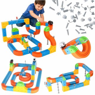 Klocki magnetyczne konstrukcyjne tor wyścigowy pociągi 140 elementów Kik Sp. z o. o. Sp. k.