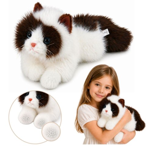 Pluszowy Kot Perski Maskotka Obciążeniowe Łapki Brązowo-Biały 50cm
