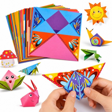 Zestaw Do Origami Papier Kolorowy Książeczka Instruktażowa 100 Arkuszy