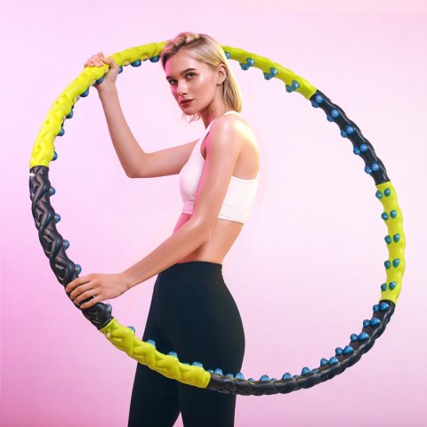 Hula hop z wypustkami masującymi składane - czarno żółte WOZINSKY