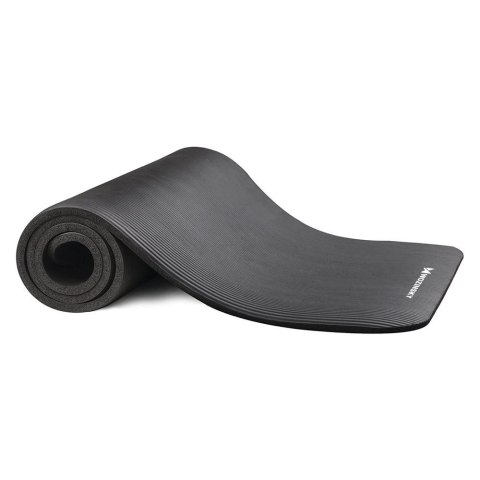 Mata do ćwiczeń 181 x 63 x 0.9 cm gruba mata gimnastyczna do jogi czarna WOZINSKY