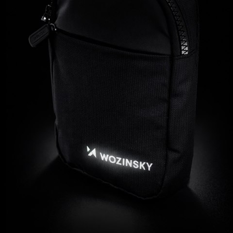 Mini saszetka na ramię wodoodporna dwukomorowa na telefon unisex - czarna WOZINSKY