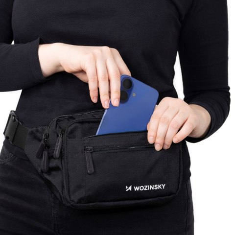 Saszetka nerka biodrowa na ramię unisex regulowany pasek wodoodporna - czarna WOZINSKY
