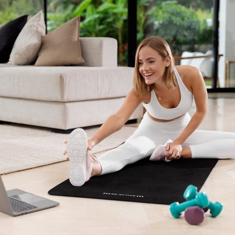 REBEL ACTIVE MATA GIMNASTYCZNA DO ĆWICZEŃ JOGA, PILATES, FITNESS, 183X61CM, GRUBOŚĆ 6MM, MATERIAŁ TPE, CZARNA RBA-3151-BK