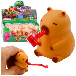 Gniotek Kapibara Z Trąbką Piszczałka Figurka Brązowa 7cm
