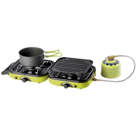 Kuchenka turystyczna na kemping podwójna DUAL COMPACT + GRILL MEVA