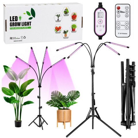 Lampa LED Do Wzrostu Uprawy I Doświetlania Roślin Statyw 4 Panele Pilot