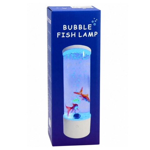 Lampka Nocna Ozdobna LED RGB Akwarium Z Rybkami 16 Kolorów USB Biała