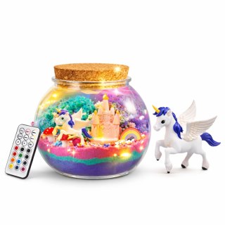 Zestaw Kreatywny DIY Terrarium z Białym Jednorożcem Lampka LED Pilot