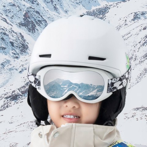 Gogle narciarskie dla dzieci Panda UV400 - czarno-białe Qunature