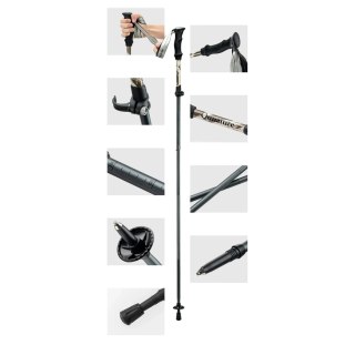 Kij kijek trekkingowy nordic walking aluminiowy 110 - 130 cm brązowy - 1 szt. Qunature