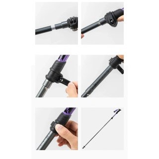 Kij kijek trekkingowy nordic walking aluminiowy 110 - 130 cm fioletowy - 1 szt. Qunature