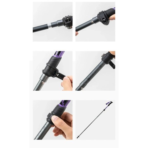 Kij kijek trekkingowy nordic walking aluminiowy 110 - 130 cm fioletowy - 1 szt. Qunature