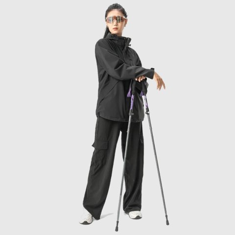 Kij kijek trekkingowy nordic walking aluminiowy 110 - 130 cm fioletowy - 1 szt. Qunature