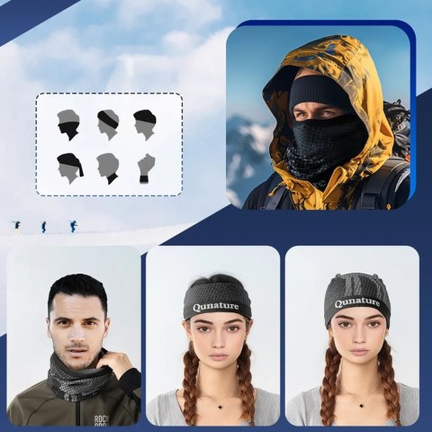 Komin narciarski bandana sportowa wielofunkcyjna rozmiar uniwersalny - czarny ROCKBROS