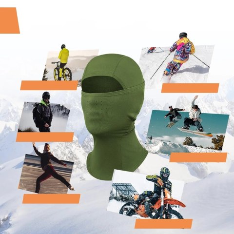 Kominiarka narciarska balaklava na rower motocykl rozmiar L - zielona ROCKBROS