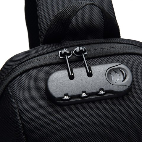 Plecak miejski Premium na jedno ramię antykradzieżowy z organizerem i USB - czarny WOZINSKY