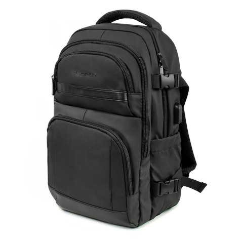 Plecak podróżny do samolotu z kieszenią na laptop 20l 40x20x25 cm - czarny WOZINSKY