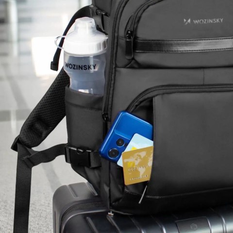 Plecak podróżny do samolotu z kieszenią na laptop 20l 40x20x25 cm - czarny WOZINSKY