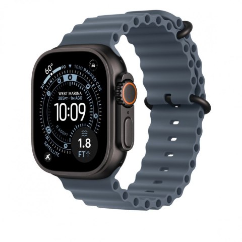 Przedłużka do paska Ocean w kolorze marynarskiego granatu do koperty 49 mm - elementy z tytanu w kolorze czarnym