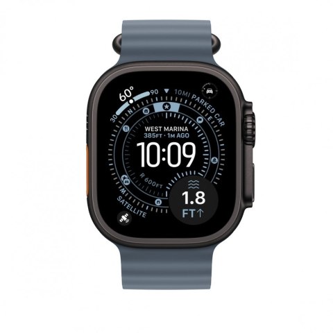 Przedłużka do paska Ocean w kolorze marynarskiego granatu do koperty 49 mm - elementy z tytanu w kolorze czarnym