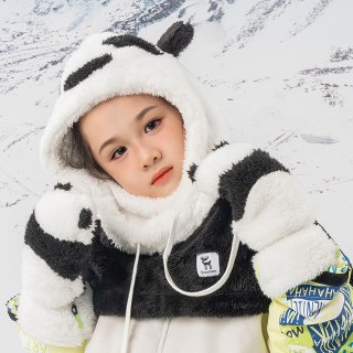 Rękawiczki narciarskie Panda dla dzieci i dorosłych rozmiar S - czarne/białe Qunature