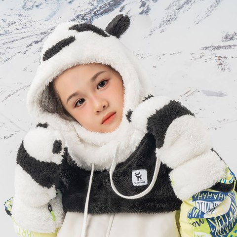 Rękawiczki narciarskie Panda dla dzieci i dorosłych rozmiar S - czarne/białe Qunature