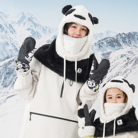 Rękawiczki narciarskie dziecięce bez palców Panda Heat rozmiar S - czarne/białe Qunature