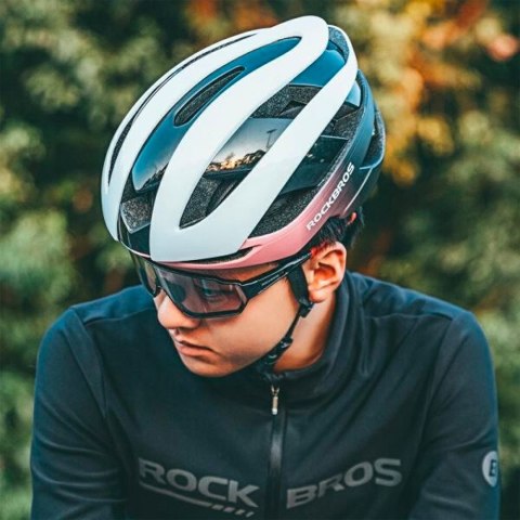 Kask rowerowy uniwersalny regulowany rozmiar L niebiesko-różowy ROCKBROS