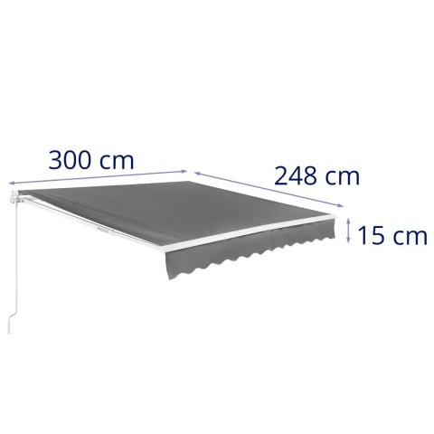 Markiza balkonowa tarasowa zwijana ręcznie 300 x 250 cm - szara UNIPRODO