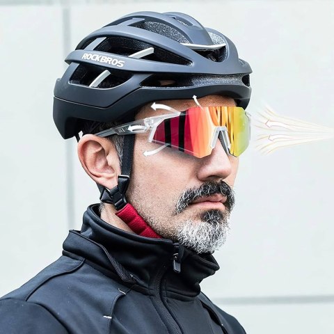 Okulary rowerowe fotochromowe z filtrami UV 400 UVA i UVB białe ROCKBROS