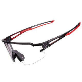Okulary rowerowe fotochromowe z filtrami UV 400 UVA i UVB czarno-czerwone ROCKBROS