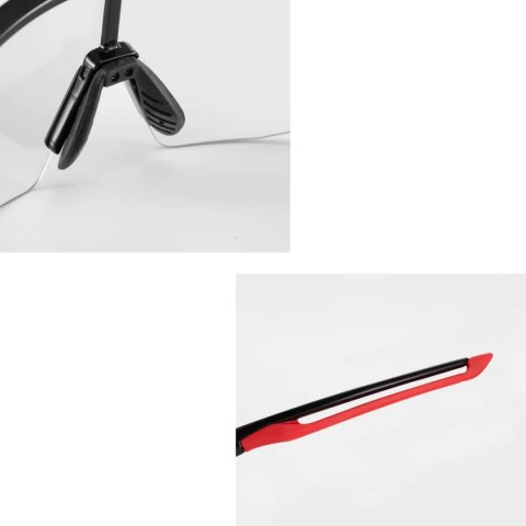 Okulary rowerowe fotochromowe z filtrami UV 400 UVA i UVB czarno-czerwone ROCKBROS