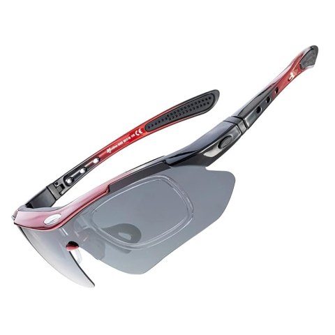 Okulary rowerowe fotochromowe z filtrem UV 400 czerwone ROCKBROS