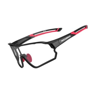 Okulary rowerowe fotochromowe z ramką i filtrami UV 400 UVA i UVB czarno-czerwone ROCKBROS