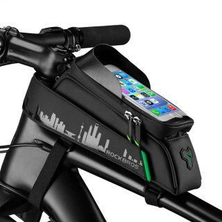 Sakwa torba rowerowa na ramę z pokrowcem na telefon nawigację czarna ROCKBROS