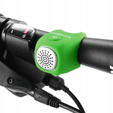 Dzwonek rowerowy elektroniczny w obudowie silikonowej - zielony ROCKBROS