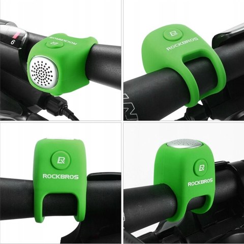 Dzwonek rowerowy elektroniczny w obudowie silikonowej - zielony ROCKBROS