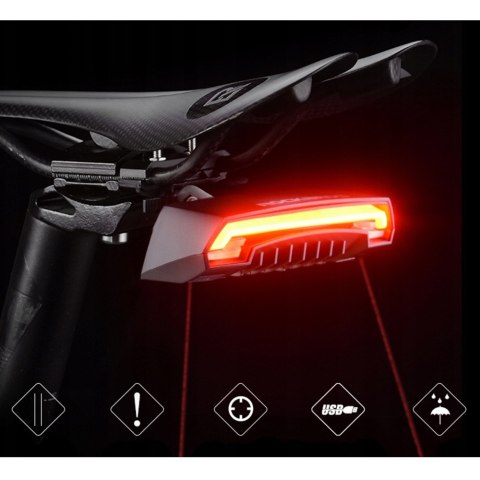 Lampka rowerowa tylna z pilotem laserem i funkcją kierunkowskazów USB-A ROCKBROS
