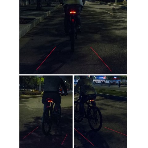 Lampka rowerowa tylna z pilotem laserem i funkcją kierunkowskazów USB-A ROCKBROS
